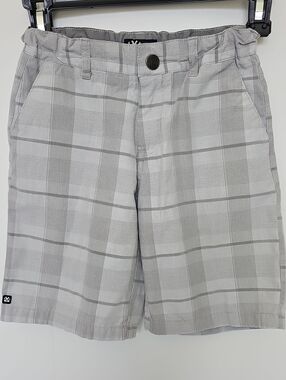 Micros Light Gray Plaid Kids Shorts Boy Sz 7